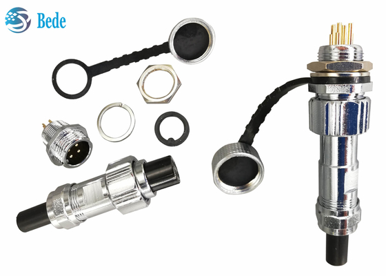 IP68 M16 वाटरप्रूफ सर्कुलर कनेक्टर्स पैनल माउंटिंग 6 ~ 10 पिन 4A 200V