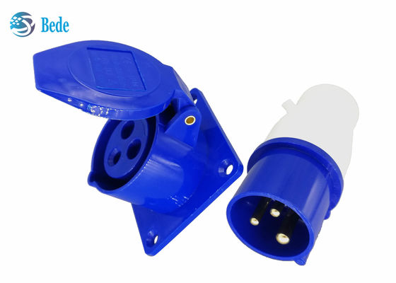 3 पिन औद्योगिक प्लग और सॉकेट किट पैनल माउंटेड प्रकार वाटरप्रूफ IP44 220-250V 16A