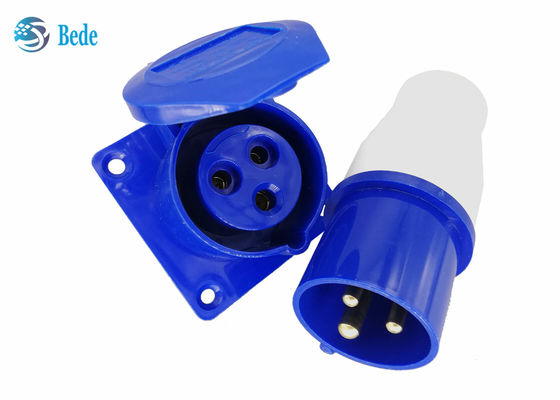 3 पिन औद्योगिक प्लग और सॉकेट किट पैनल माउंटेड प्रकार वाटरप्रूफ IP44 220-250V 16A