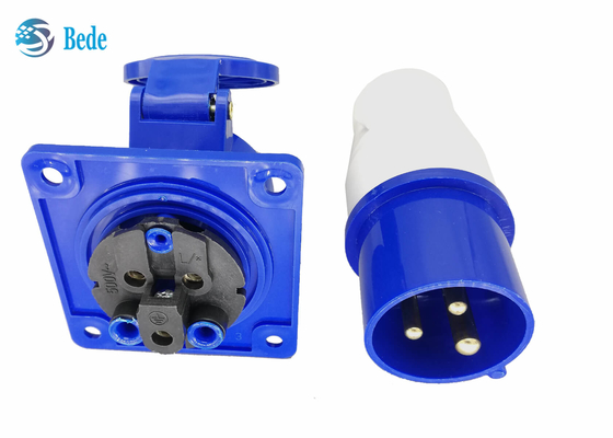 3 पिन औद्योगिक प्लग और सॉकेट किट पैनल माउंटेड प्रकार वाटरप्रूफ IP44 220-250V 16A