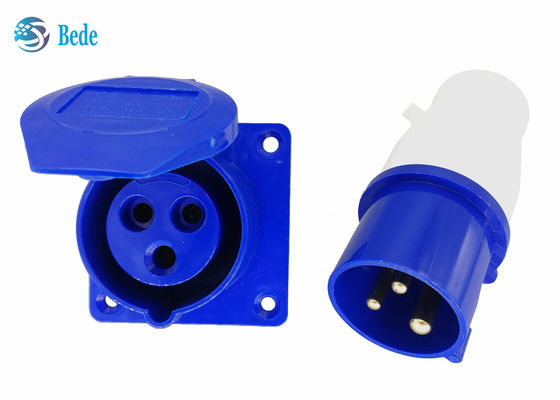 3 पिन औद्योगिक प्लग और सॉकेट किट पैनल माउंटेड प्रकार वाटरप्रूफ IP44 220-250V 16A