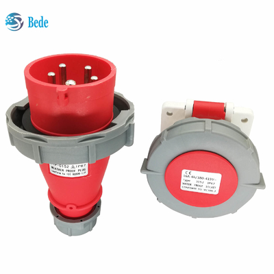 वाटरप्रूफ IP67 औद्योगिक प्लग सॉकेट 5पिन 3P+N+E 16Amp और 32Amp पैनल माउंटिंग प्रकार