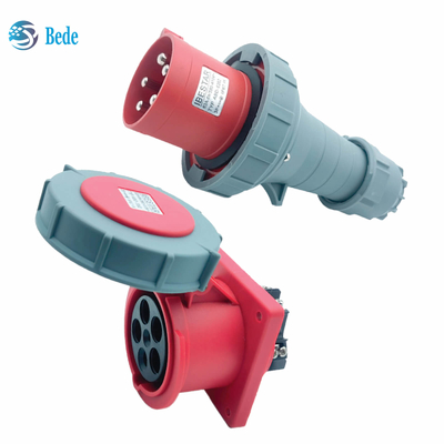 वाटरप्रूफ IP67 औद्योगिक प्लग सॉकेट 5पिन 3P+N+E 63Amp और 125Amp पैनल माउंटिंग प्रकार