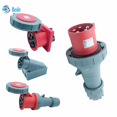 वाटरप्रूफ IP67 औद्योगिक प्लग सॉकेट 5पिन 3P+N+E 63Amp और 125Amp पैनल माउंटिंग प्रकार