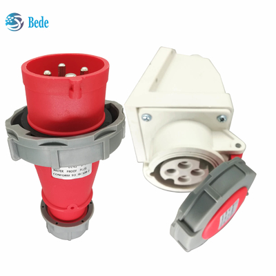 4 पिन IP67 इंडस्ट्रियल इलेक्ट्रिक सॉकेट 16A / 380~415V वॉल माउंटिंग प्रकार के साथ