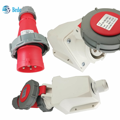 4 पिन IP67 इंडस्ट्रियल इलेक्ट्रिक सॉकेट 16A / 380~415V वॉल माउंटिंग प्रकार के साथ