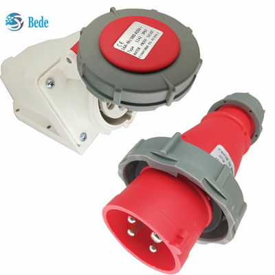 4 पिन IP67 इंडस्ट्रियल इलेक्ट्रिक सॉकेट 16A / 380~415V वॉल माउंटिंग प्रकार के साथ