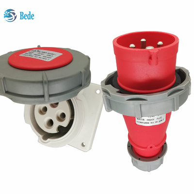 4 पिन 3P+E 16Amp औद्योगिक पावर आउटलेट और पैनल माउंटिंग सॉकेट IP67