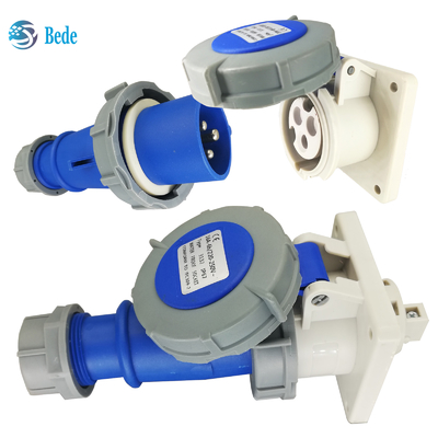 3 पिन 220V-250V वोल्टेज इंडस्ट्रियल प्लग सॉकेट IP67 रेटिंग के साथ - 16 एम्प