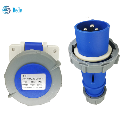 मानक ICE60309 औद्योगिक प्लग सॉकेट IP67 रेटिंग 3Pins ((2P+E) 32Amp