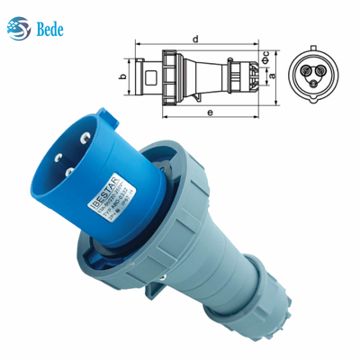 IP67 इंडस्ट्रियल प्लग सॉकेट 220~250V 63A / 125A वॉल माउंटिंग प्रकार के लिए डिज़ाइन किया गया 3Pins