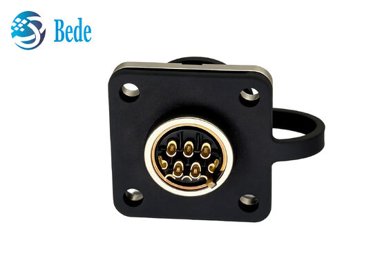 CM10 10 पिन DDK स्क्वायर फ्लैंज IP67 वाटरप्रूफ सर्कुलर कनेक्टर सोल्डर टर्मिनेशन के साथ