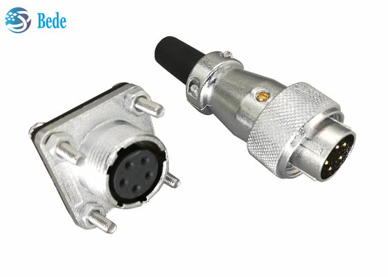 9 10 12 14 पिन 400V 5A WS20 स्क्वायर फ्लैंज और धूल कवर के साथ परिपत्र कनेक्टर
